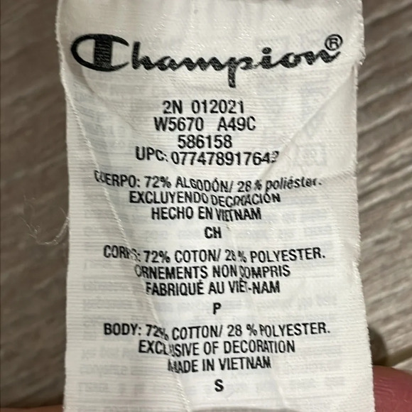 Champion Cropped Crewneck Sweatshirt Blue White Windowpane Checked S - Picture 11 of 15